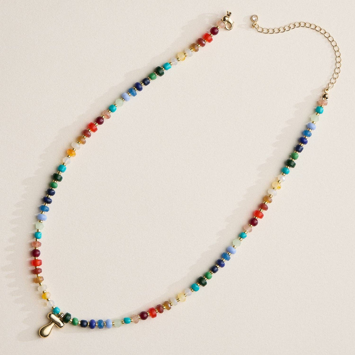 Vibrant Beaded Necklace with Personalized Gold Initial Charm