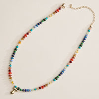 Vibrant Beaded Necklace with Personalized Gold Initial Charm