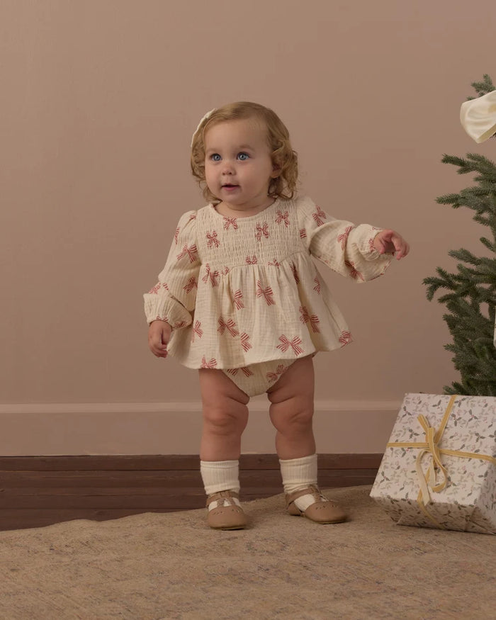 SOPHIA TOP + BLOOMER SET PEPPERMINT BOWS