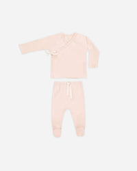 Wrap Top + Footed Pant Set Petal