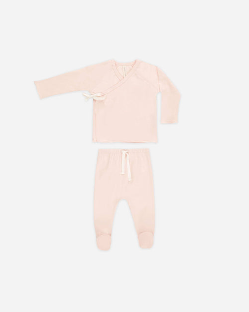 Wrap Top + Footed Pant Set Petal