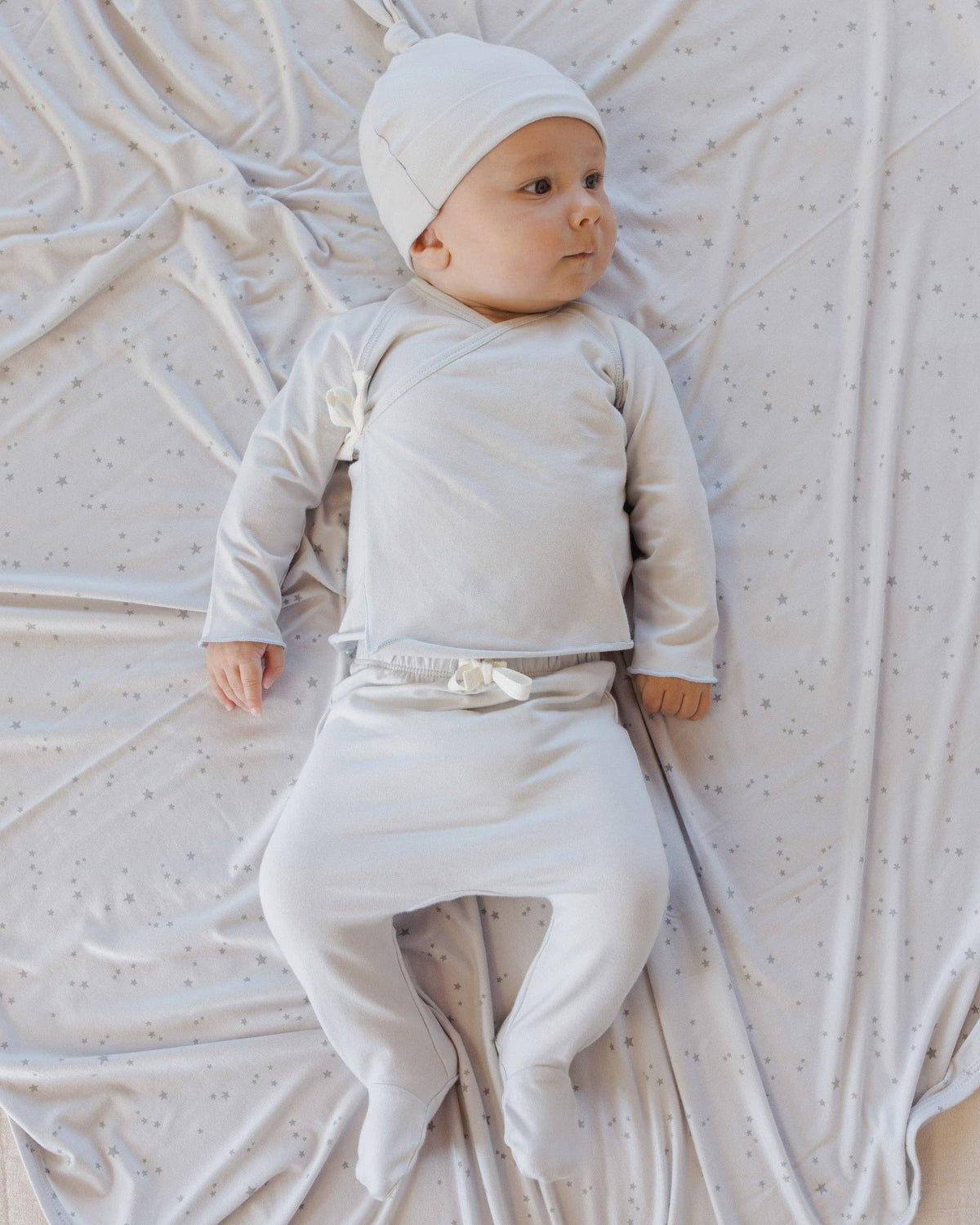 Wrap Top + Footed Pant Set Fog