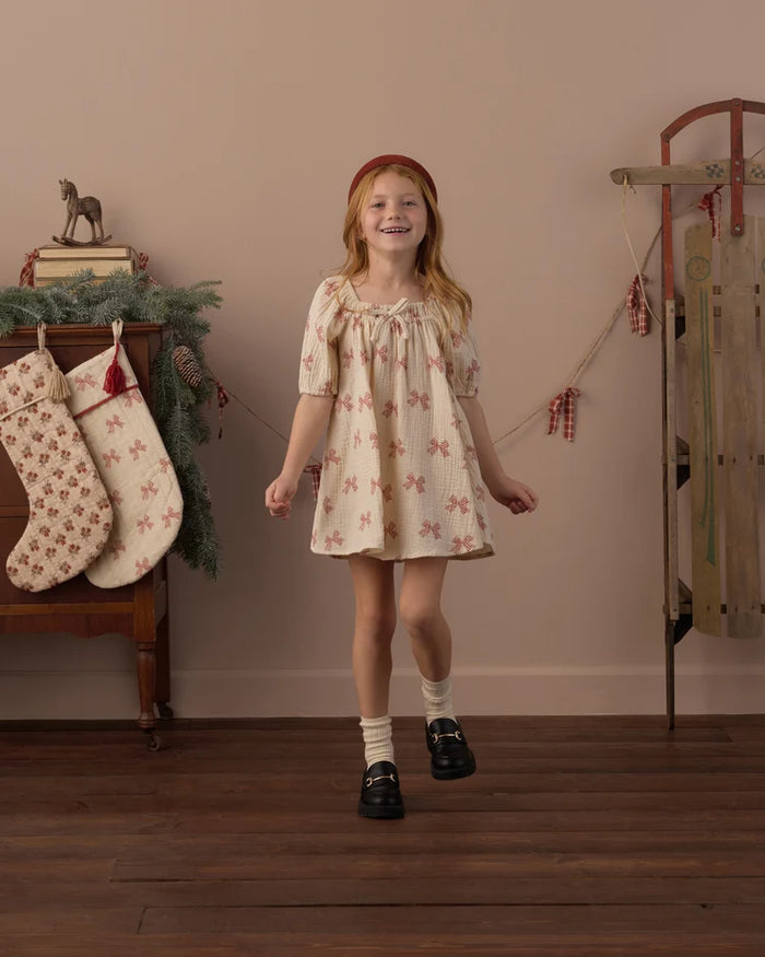 SABRINA MINI DRESS PEPPERMINT BOWS