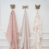 Violet Floral 100% Cotton Muslin Swaddle Blankets (Set of 3)