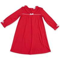 Ribbon Red - Long Sleeve Gown with Peter Pan Collar