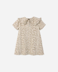 COLLARED DENIM MINI DRESS LEOPARD