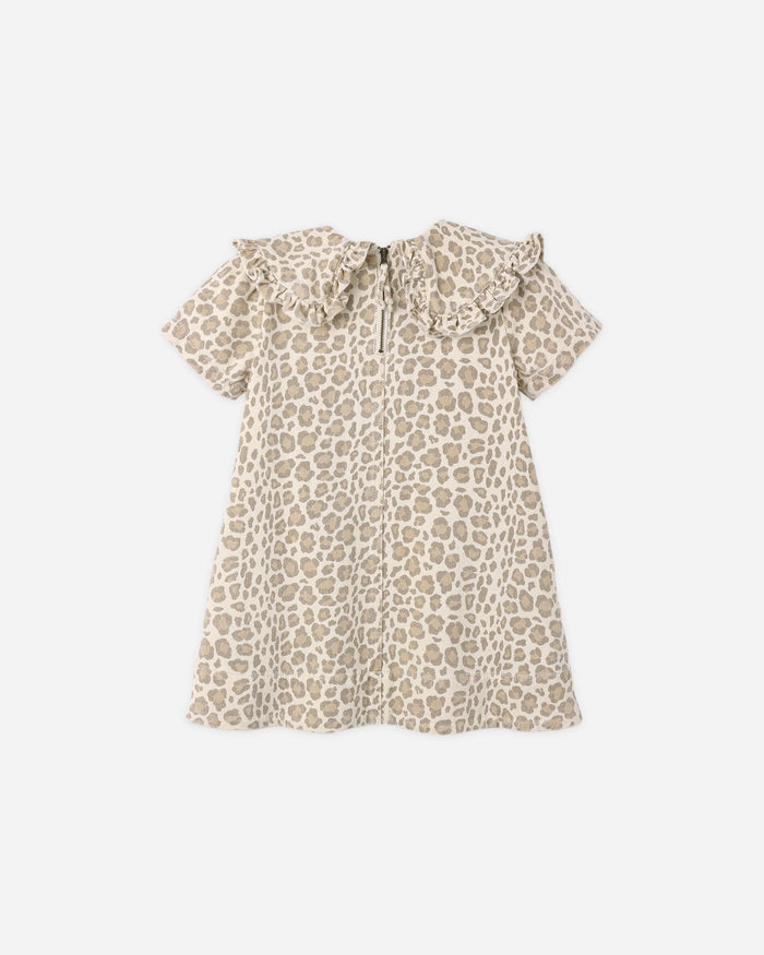 COLLARED DENIM MINI DRESS LEOPARD