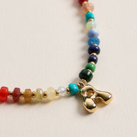 Vibrant Beaded Necklace with Personalized Gold Initial Charm