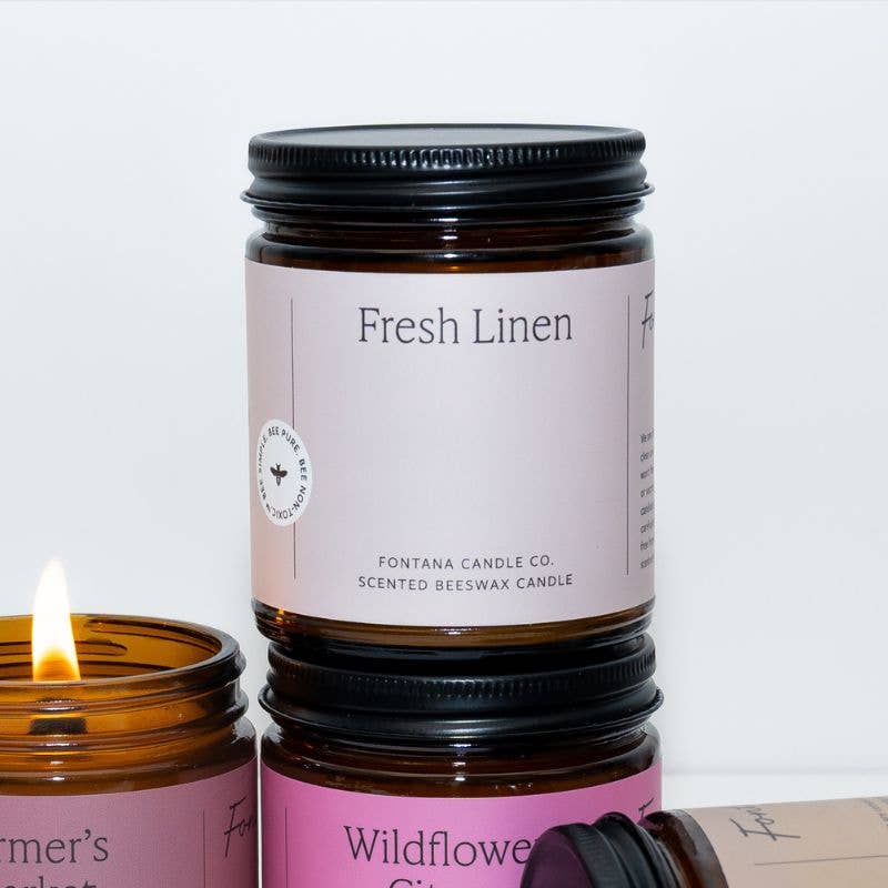Fresh Linen Essential Oil Beeswax Jar Candle: Non-Toxic