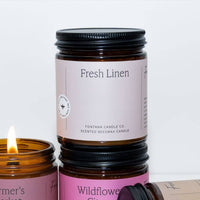 Fresh Linen Essential Oil Beeswax Jar Candle: Non-Toxic