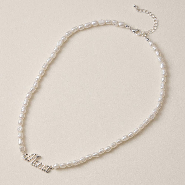 Mama Beaded Pearl Necklace