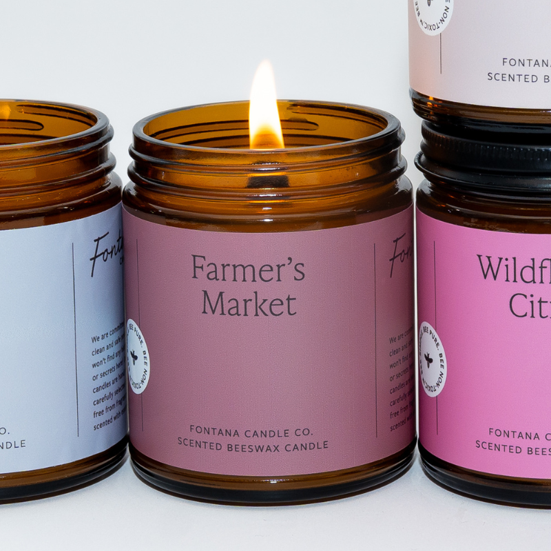 Farmer's Market Essential Oil Beeswax Jar Candle: Non-Toxic