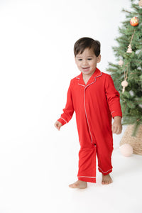 Ribbon Red - Long Sleeve Coat Style Romper