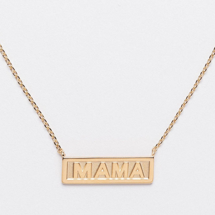 Gold Mama Bar Pendant Necklace