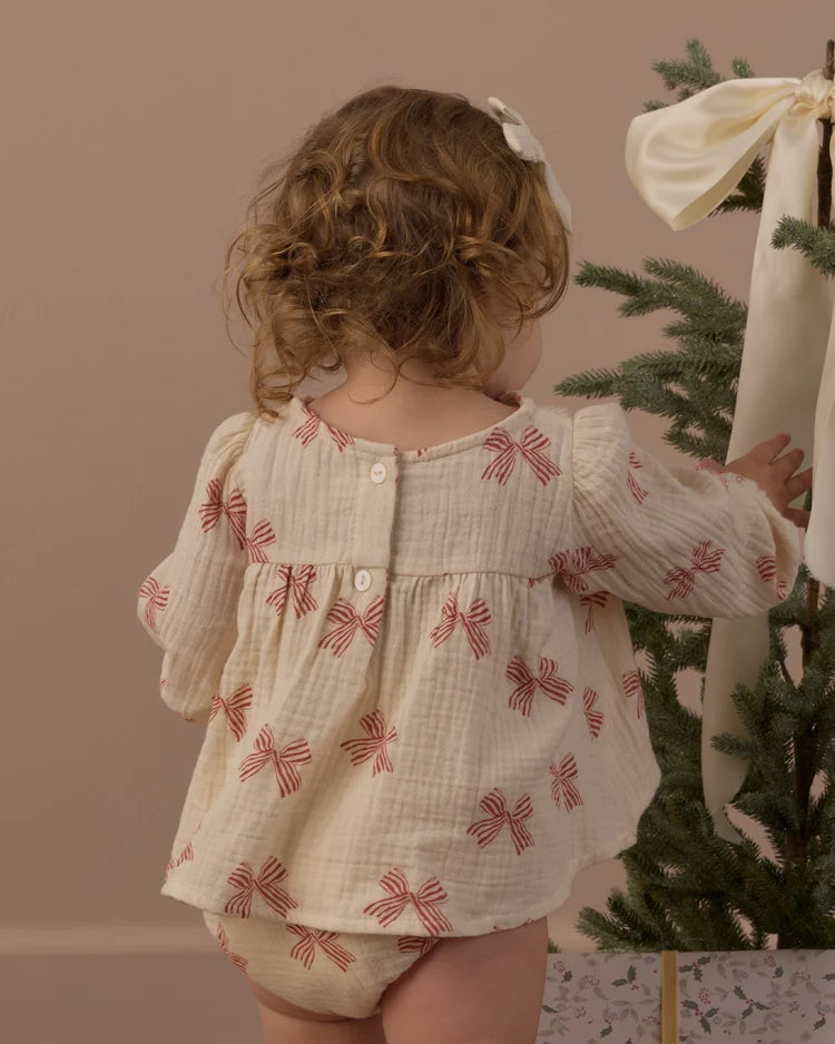 SOPHIA TOP + BLOOMER SET PEPPERMINT BOWS
