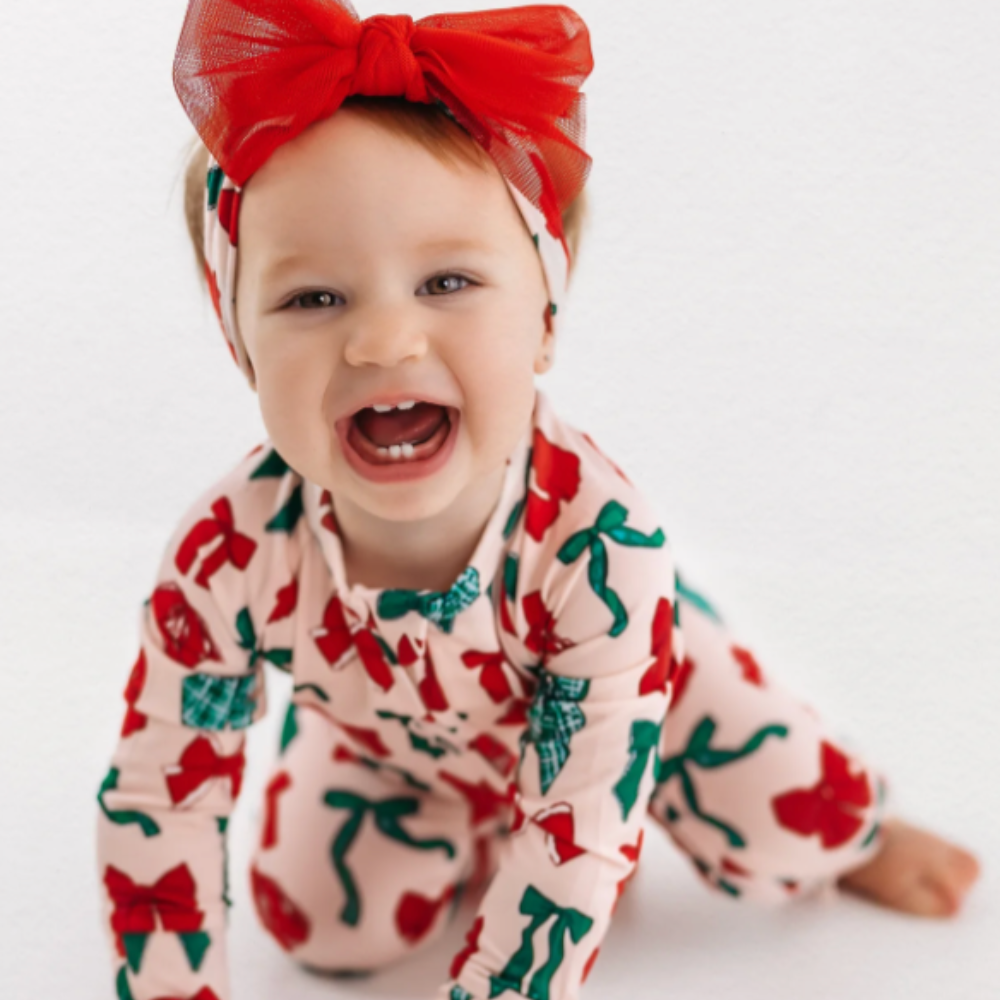 Christmas Bows Zipper Romper