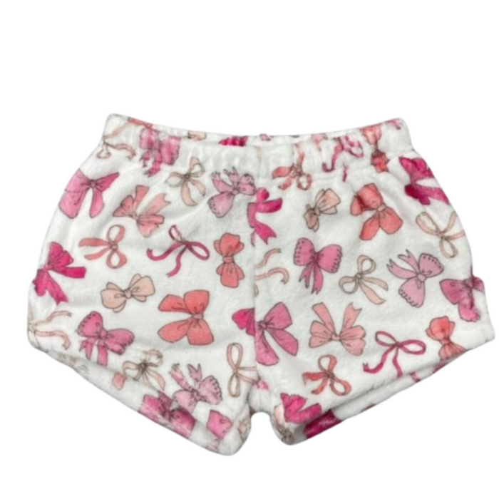 Plush Shorts-Pink Bows