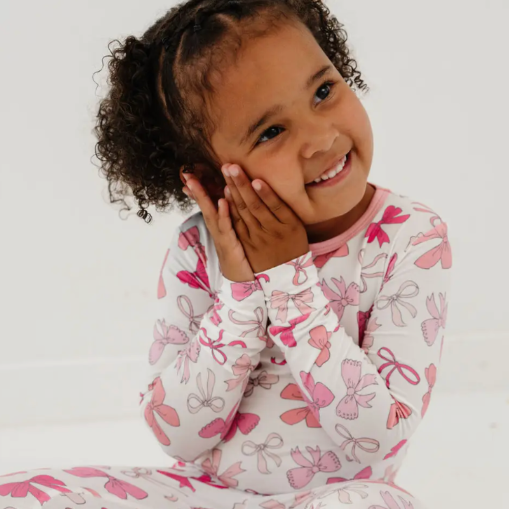 Pink Bows Long Sleeve Jammies Set