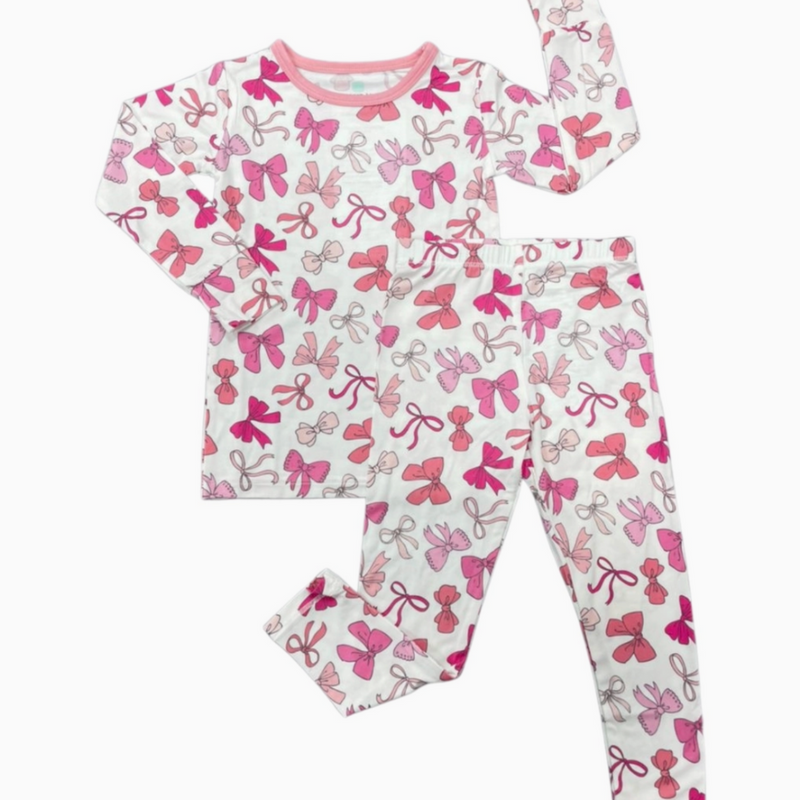 Pink Bows Long Sleeve Jammies Set