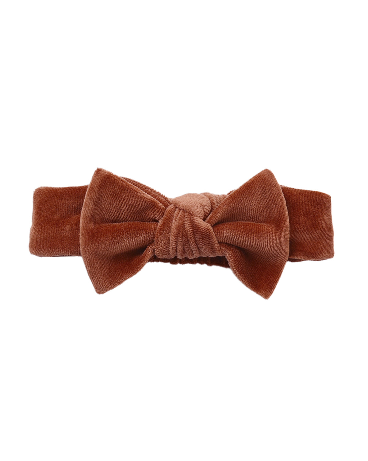 VELOUR BOW HEADBAND REDWOOD
