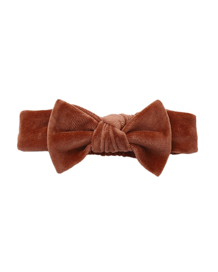 VELOUR BOW HEADBAND REDWOOD