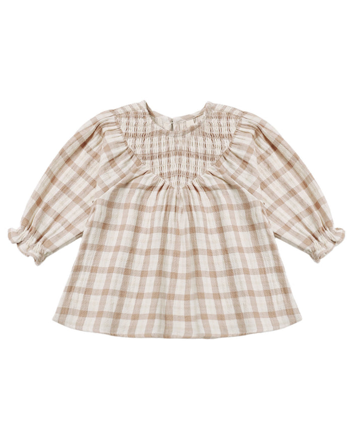 V SMOCKED DRESS RUSTIC PLAID