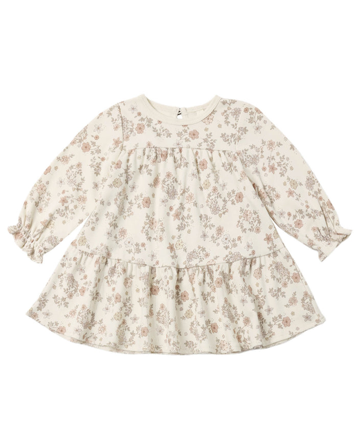 TIERED JERSEY DRESS FLORAL VINE