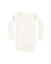 SHOULDER RUFFLE BODYSUIT NATURAL