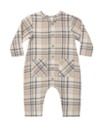 POCKETED WOVEN JUMPSUIT FALL PLAID
