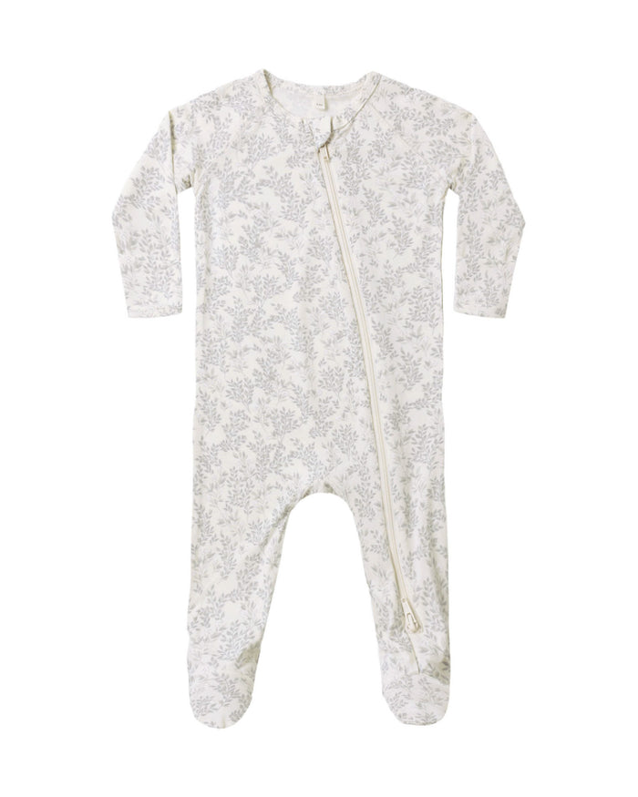 BAMBOO ZIP FOOTIE CLOUD FLORAL