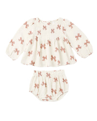 SOPHIA TOP + BLOOMER SET PEPPERMINT BOWS