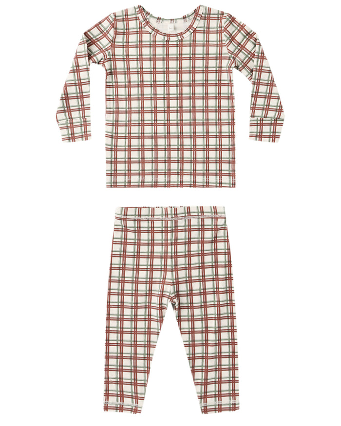 BAMBOO PAJAMA SET REDWOOD CHECK