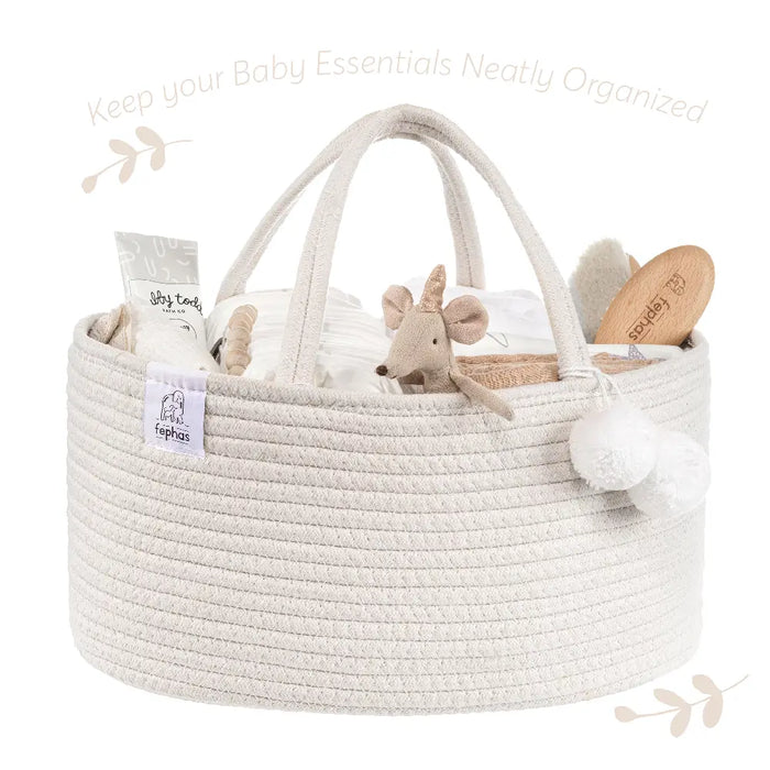 Cotton Rope Diaper Caddy- White