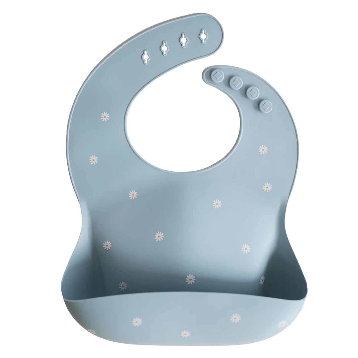 Silicone Baby Bib- White Daisy