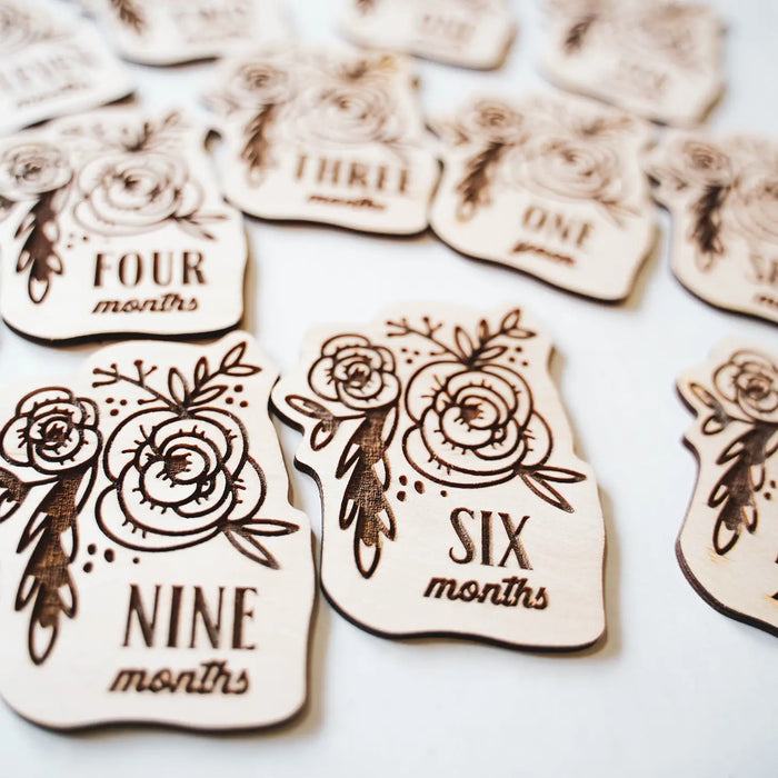 Floral Wooden Monthly Milestone Plaques
