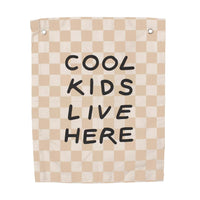 Cool Kids Banner- Checkered Taupe