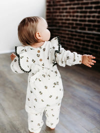 Muslin Long Flutter Romper - Olive Tree (2T)
