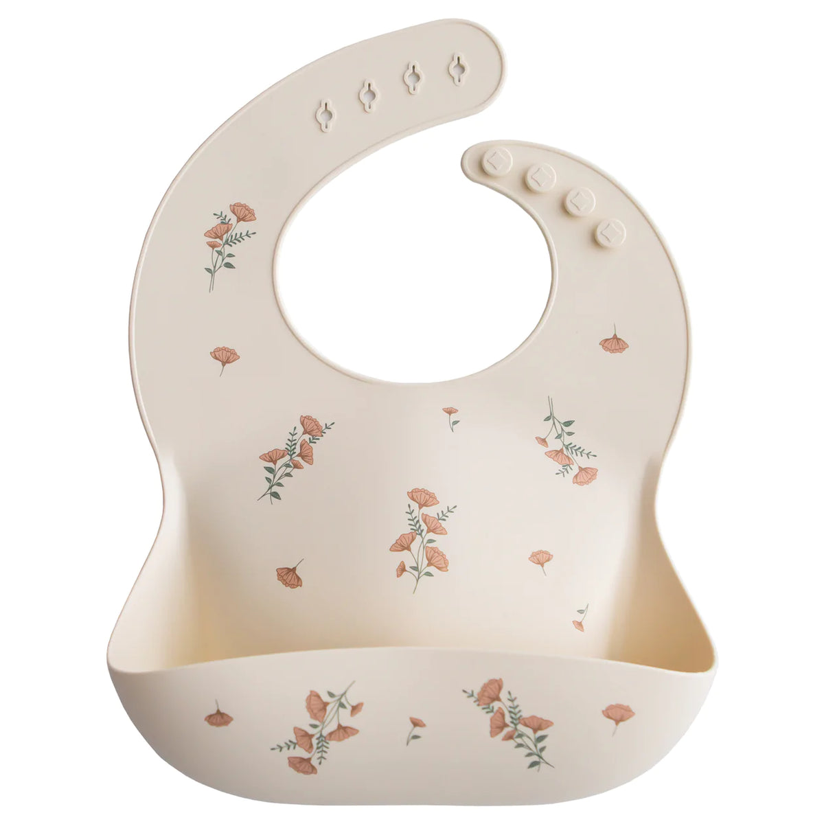 Silicone Baby Bib- Pink Flower