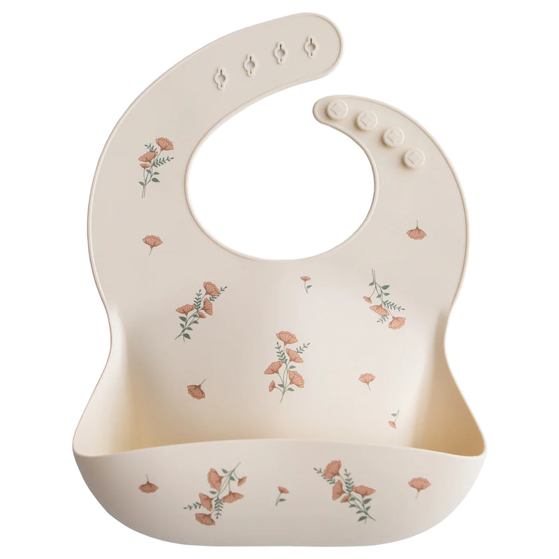 Silicone Baby Bib- Pink Flower