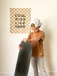 Cool Kids Banner- Checkered Taupe
