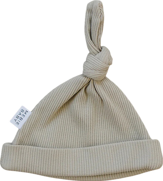 Oatmeal Organic Ribbed Knot Hat