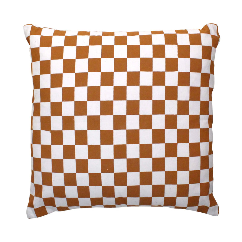 Checkered Pillow Cover- Rust