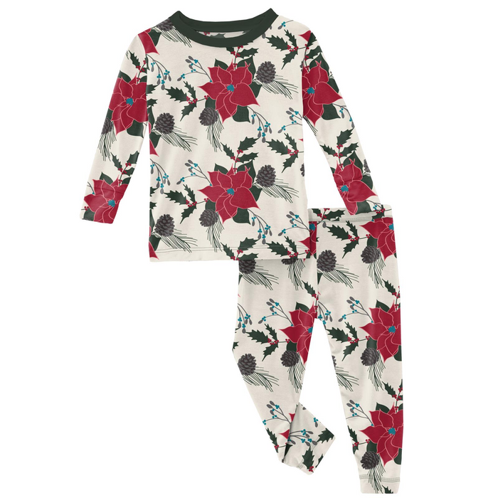 Print Long Sleeve Pajama Set- Christmas Floral (5T)