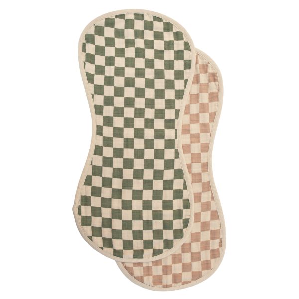 Muslin Burp Cloth 2-Pack || Olive Check + Natural Check