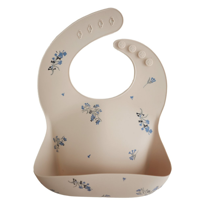 Silicone Baby Bib - Lilac Flowers