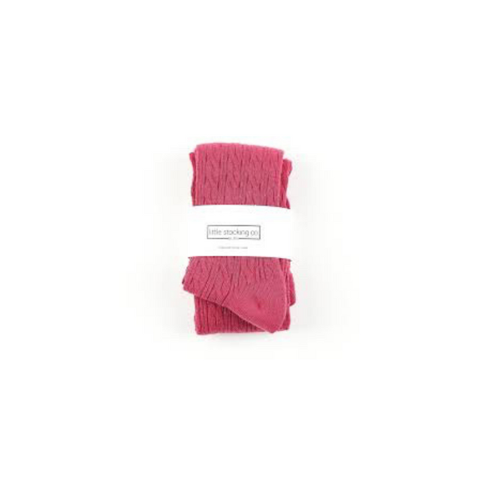 Cable Knit Tights - Raspberry