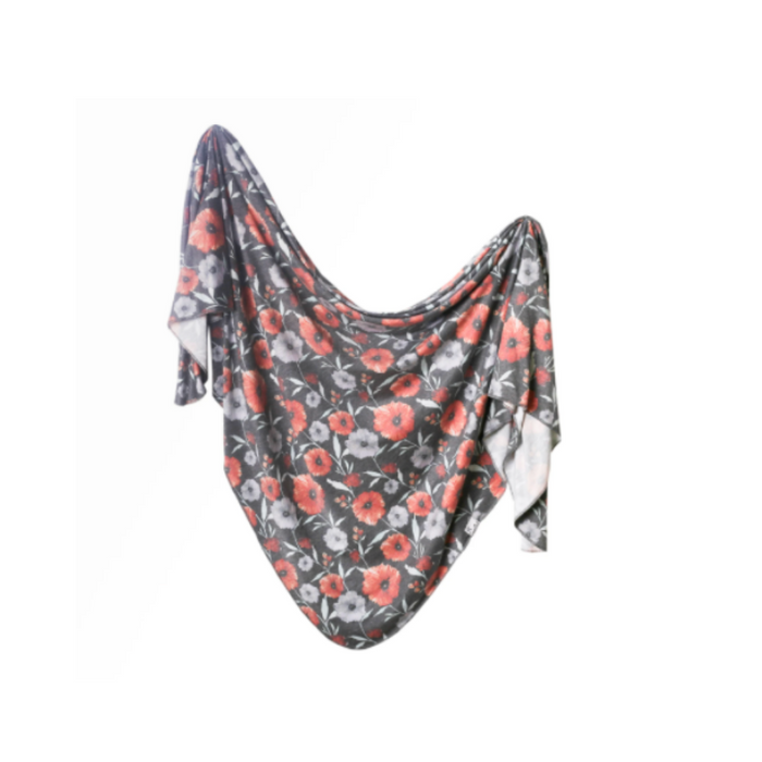 Knit Swaddle Blanket- Poppy