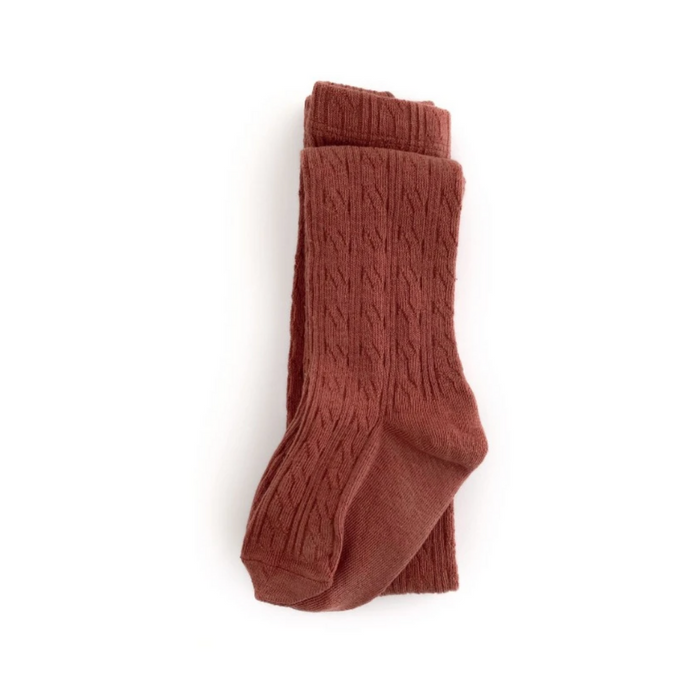 Cable Knit Tights- Rust