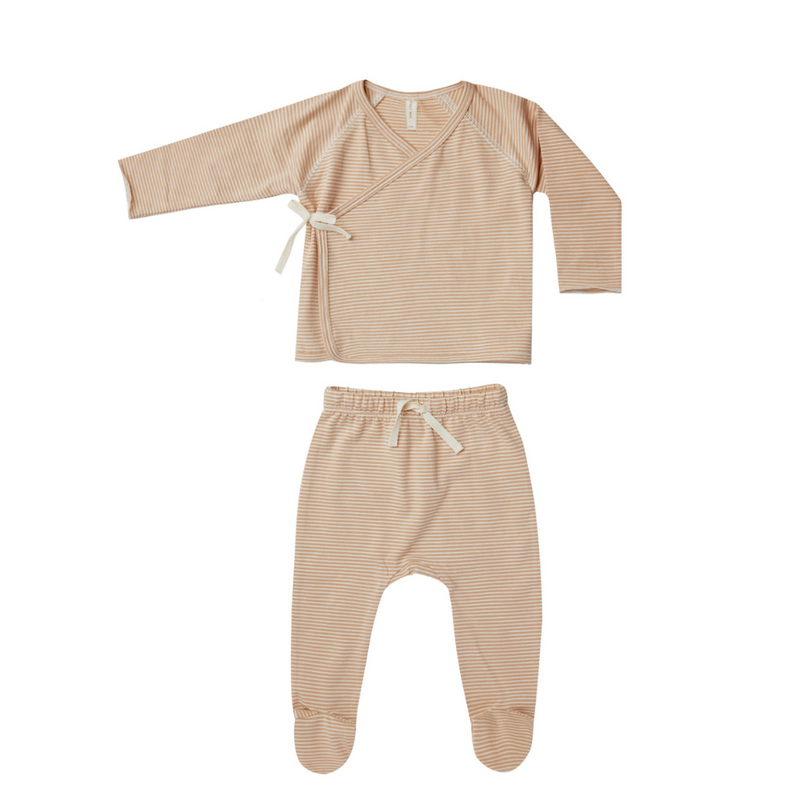 Wrap Top + Pant Set | Apricot Stripe
