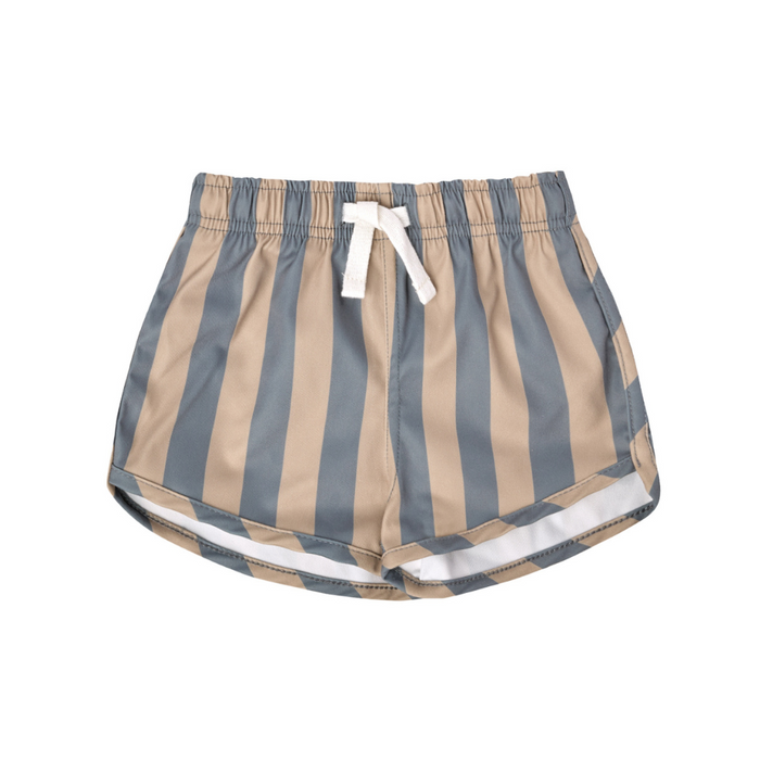 Boys Swim Shorts | Ocean + Latte Stripe